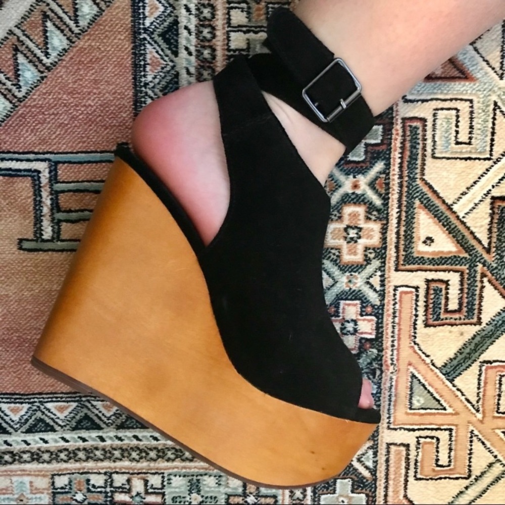 Jeffrey Campbell ankle wrap wood wedge